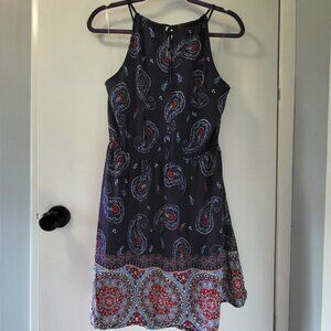 Full Tilt Dress NWT Women's XL Navy Blue & Paisley Dress BOHO adjustable straps